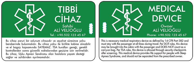 Tıbbi Cihaz Bagaj Etiketi